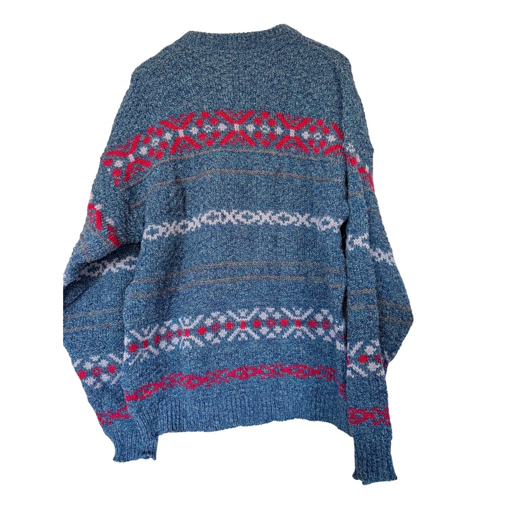Vintage 80s Pendleton Wool Fair Isle Sweater Men's Sz XL Nordic Knit Cabincore - Picture 3 of 6